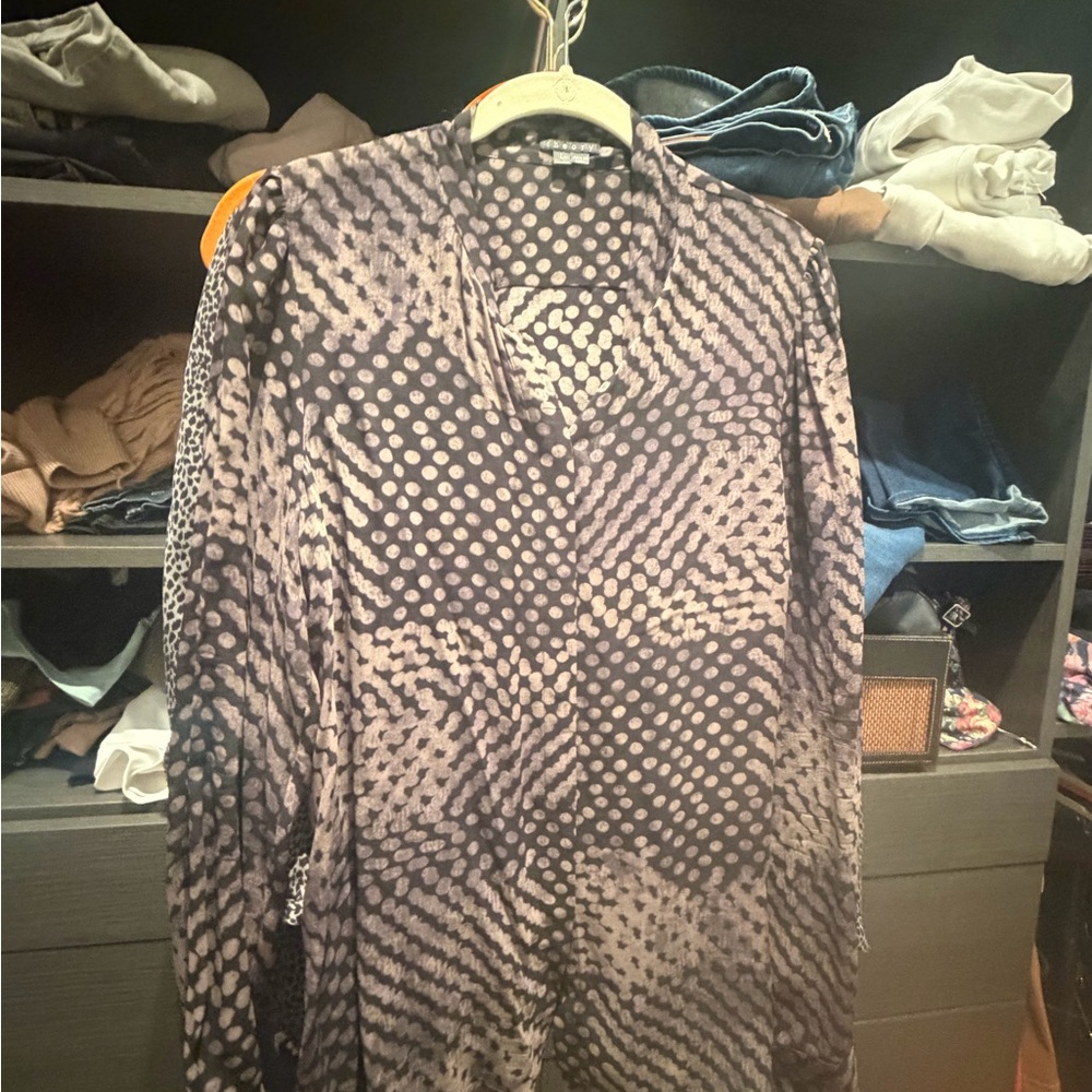 Theory Black and Gray Patterned Shirt Jacket